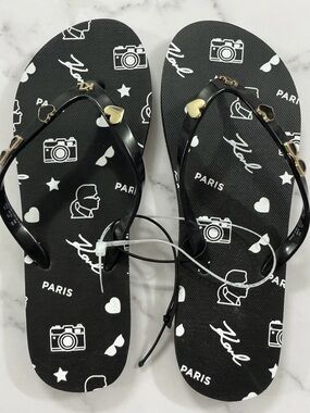Karl Lagerfeld ZORICA PATENT PIN FLIP FLOP SANDAL